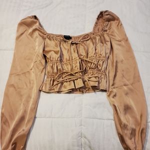 Pink Satin Tie up Top